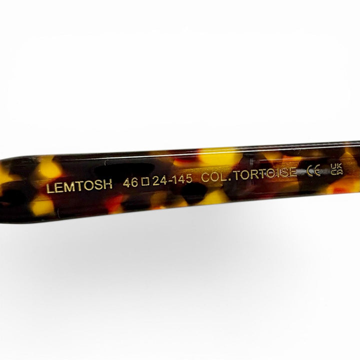 極美品△MOSCOT モスコット LEMTOSH レムトッシュ ウェリントン ベッコウ柄 メガネ 眼鏡 アイウェア ハバナ ブラウン 46□24-145 度入り
