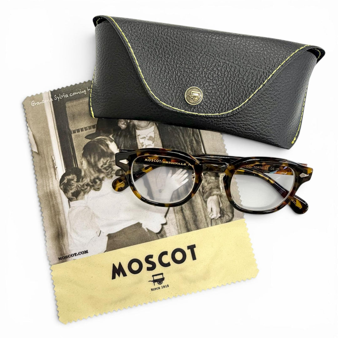 極美品△MOSCOT モスコット LEMTOSH レムトッシュ ウェリントン ベッコウ柄 メガネ 眼鏡 アイウェア ハバナ ブラウン 46□24-145 度入り