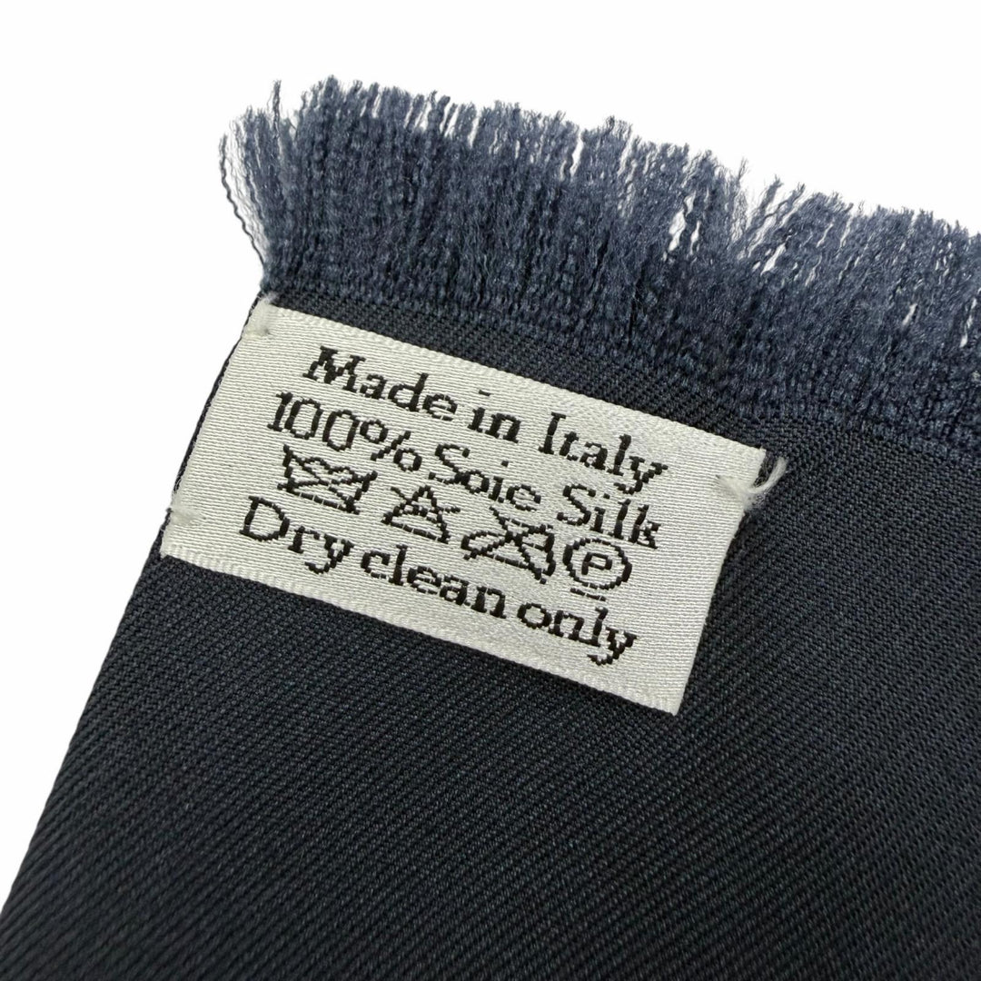 極美品☆Christian Dior クリスチャンディオール シルク100％ オブリーク トロッター柄 フリンジ ストール ネイビー ベージュ イタリア製