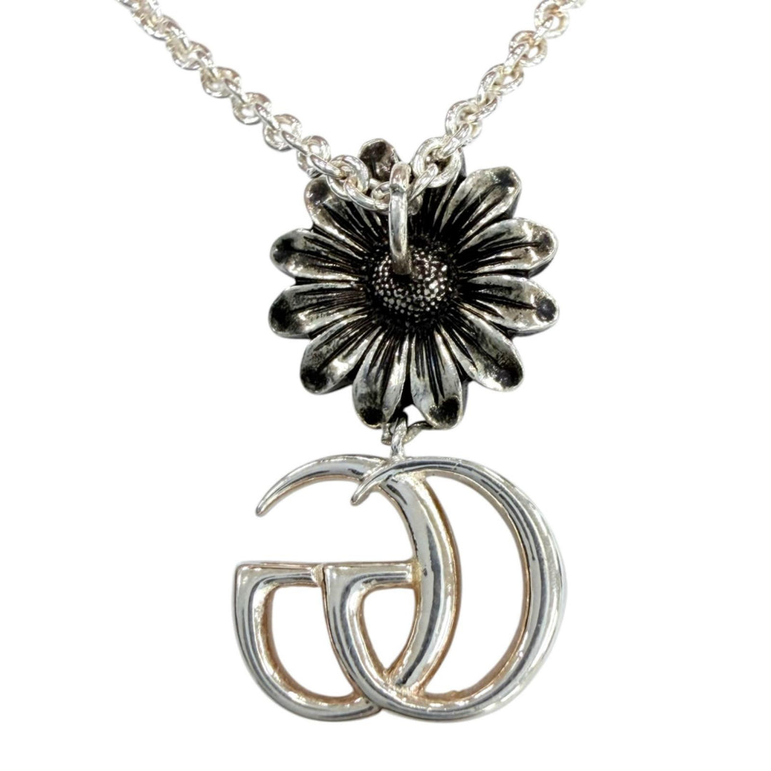 美品☆GUCCI グッチ ダブルG ネックレス AG925 マザーオブパール アクセサリー シルバー イタリア製 重量7.0g レディース 箱・保存袋付き