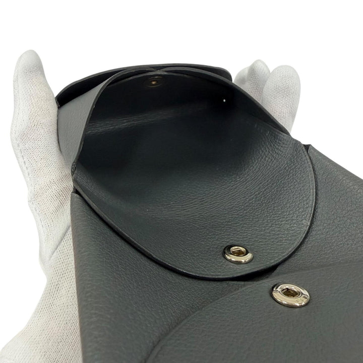 美品☆HERMES エルメス カルヴィ デュオ エバーカラー グリミスティ シルバー金具 セリエ金具 コインケース W刻印 フランス製 箱付き