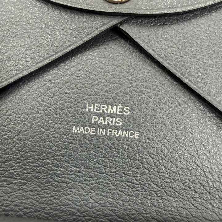 美品☆HERMES エルメス カルヴィ デュオ エバーカラー グリミスティ シルバー金具 セリエ金具 コインケース W刻印 フランス製 箱付き
