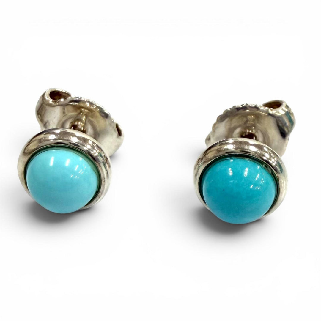 美品★TIFFANY&amp;Co. ティファニー エルサペレッティ カボション バイ ザ ヤード ピアス AG925 ターコイズ ブルー 重量1.7g 箱・袋付