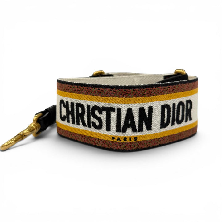 極美品☆Christian Dior クリスチャンディオール エンブロイダリー ショルダーストラップ キャンバス レザー オレンジ ブラック