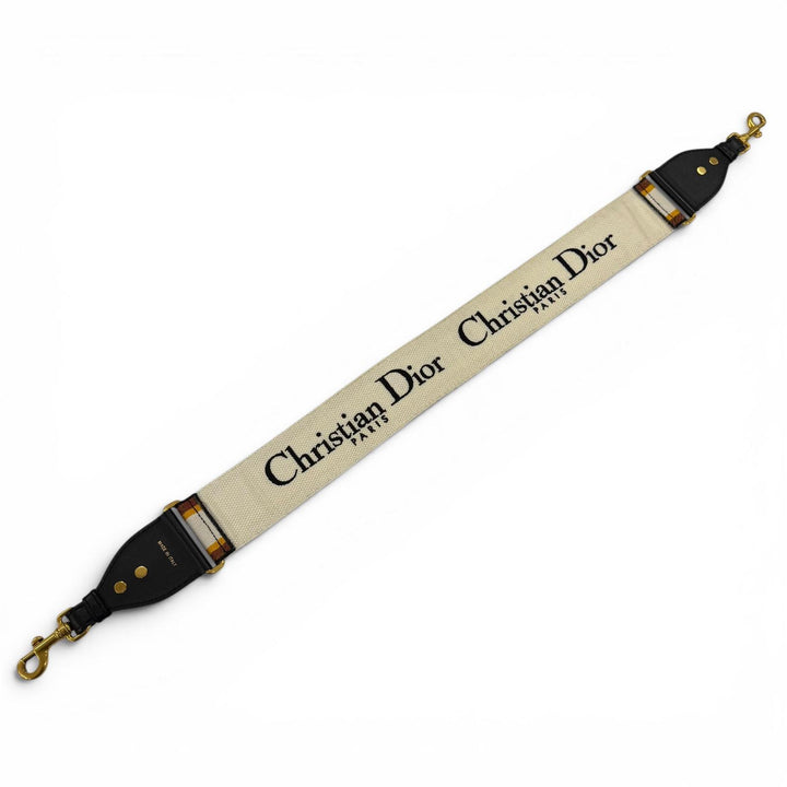 極美品☆Christian Dior クリスチャンディオール エンブロイダリー ショルダーストラップ キャンバス レザー オレンジ ブラック