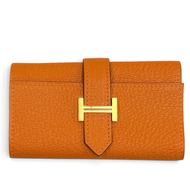 未使用品★HERMES エルメス ベアン オレンジ シェーブルミゾル ゴールド金具 H金具付き 4連 キーケース オレンジ W刻印 フランス製 箱付