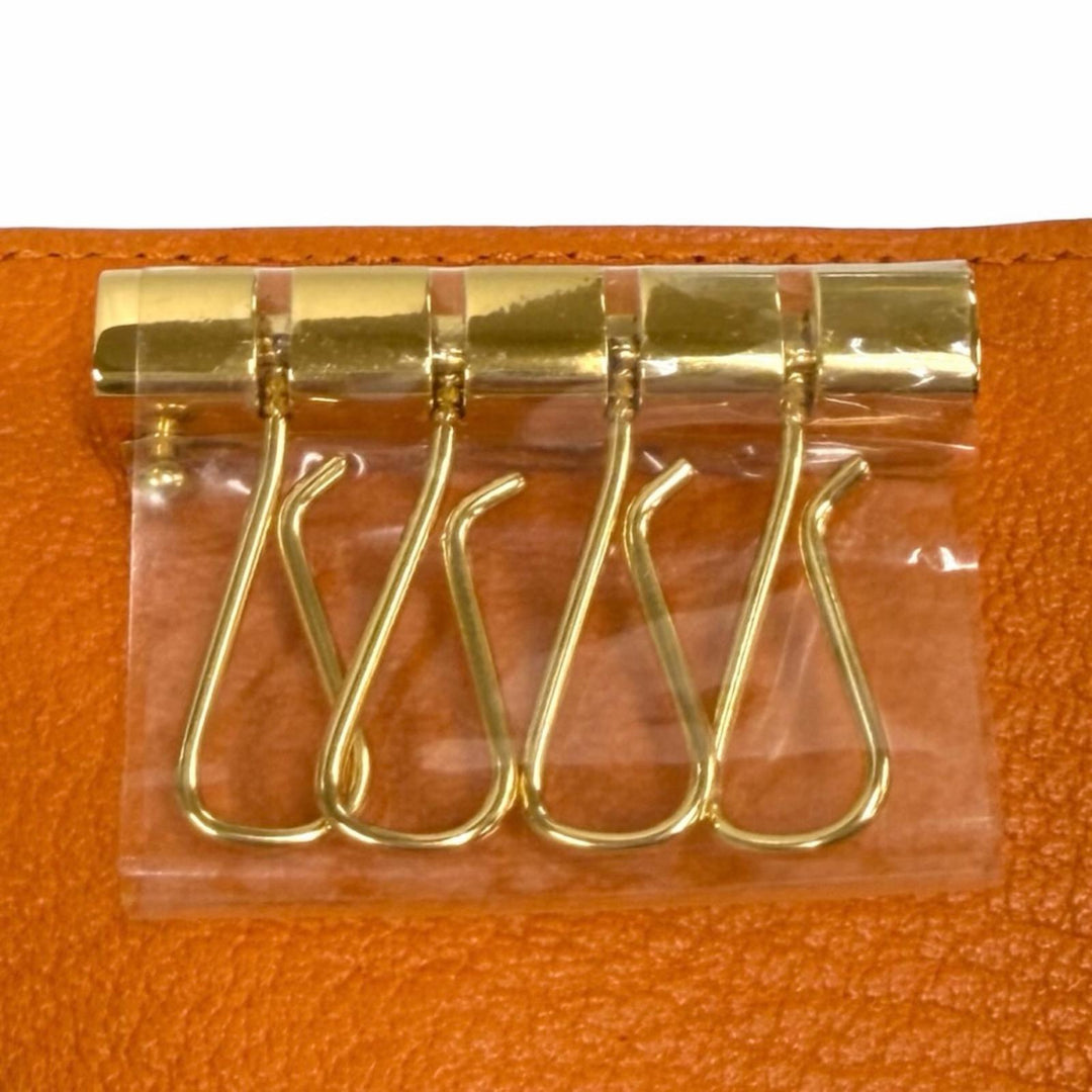 未使用品★HERMES エルメス ベアン オレンジ シェーブルミゾル ゴールド金具 H金具付き 4連 キーケース オレンジ W刻印 フランス製 箱付