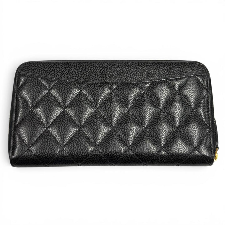 良品★CHANEL シャネル AP0242 マトラッセ キャビアスキン タイムレス クラシック ロング ジップウォレット 長財布 黒 ゴールド金具 箱付