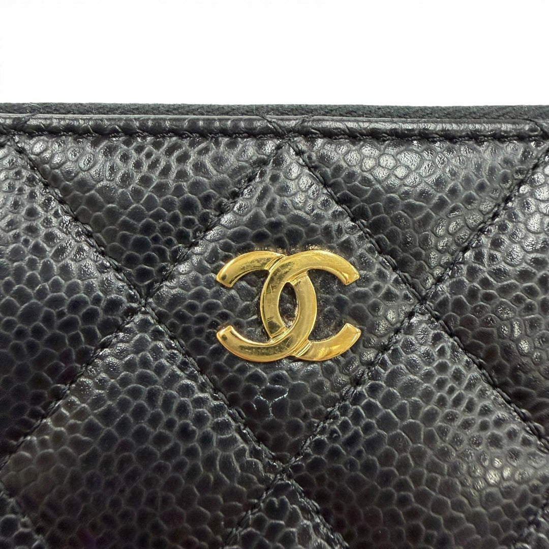 良品★CHANEL シャネル AP0242 マトラッセ キャビアスキン タイムレス クラシック ロング ジップウォレット 長財布 黒 ゴールド金具 箱付