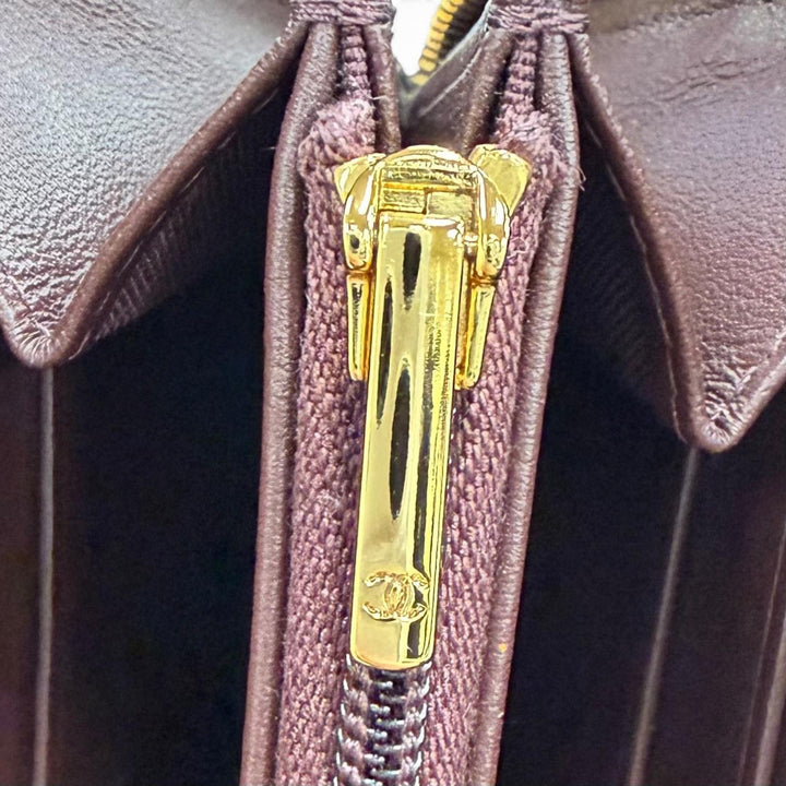 良品★CHANEL シャネル AP0242 マトラッセ キャビアスキン タイムレス クラシック ロング ジップウォレット 長財布 黒 ゴールド金具 箱付