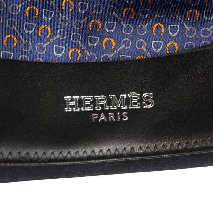 美品▼HERMES エルメス ウール 裏地シルク100% ホース金具付き フェルト 中折れ帽子 ハット ネイビー 59 イタリア製 正規品 メンズ 箱付