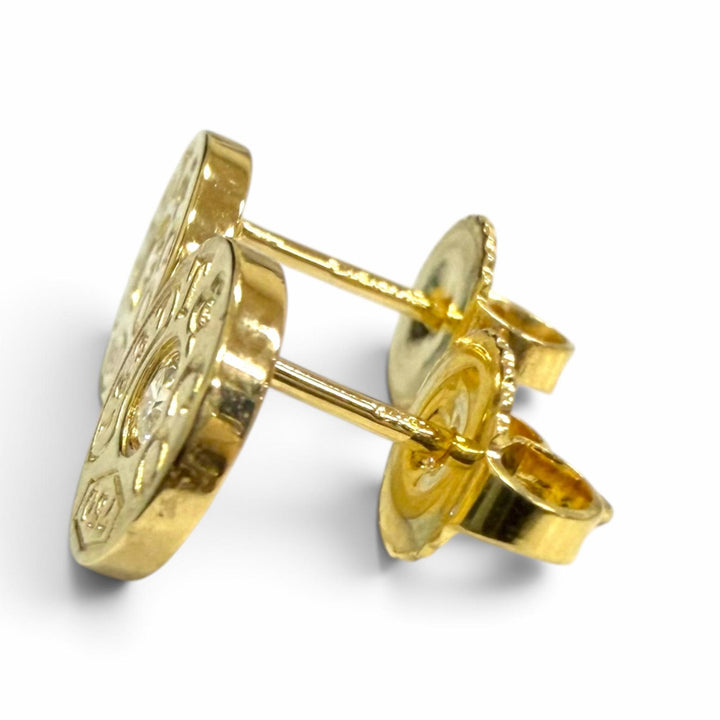 極美品□TIFFANY&amp;Co. ティファニー AU750 1Pダイヤモンド 1837 サークル ピアス イエローゴールド イタリア製 重量2.64g レディース