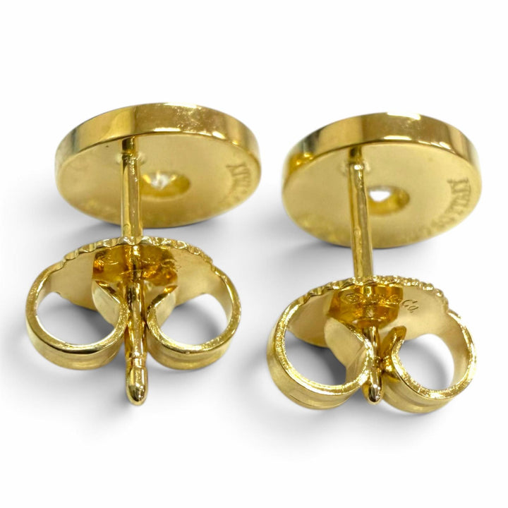 極美品□TIFFANY&amp;Co. ティファニー AU750 1Pダイヤモンド 1837 サークル ピアス イエローゴールド イタリア製 重量2.64g レディース