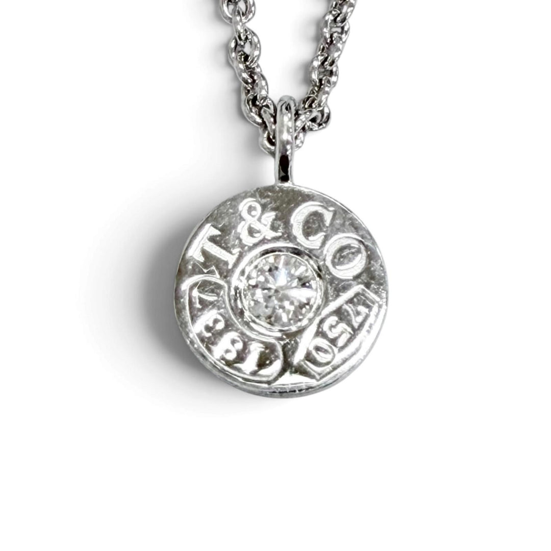 美品△TIFFANY&amp;Co. ティファニー 1837 サークル ネックレス 1Pダイヤモンド 750(WG) ホワイトゴールド イタリア製 重量4.21g レディース