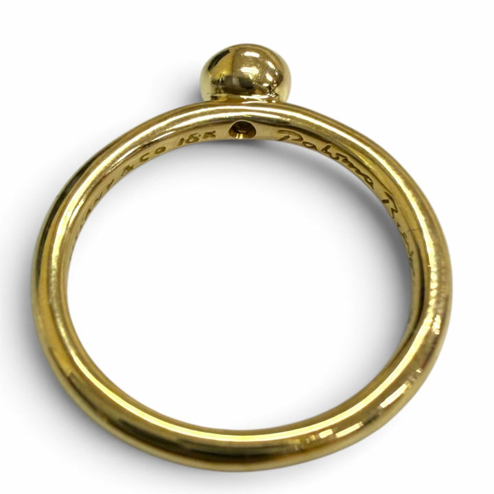 極美品□TIFFANY&amp;Co. ティファニー ヴィンテージ ビゼット 750 1Pエメラルド リング 指輪 イエローゴールド グリーン JP8号 重量2.74g
