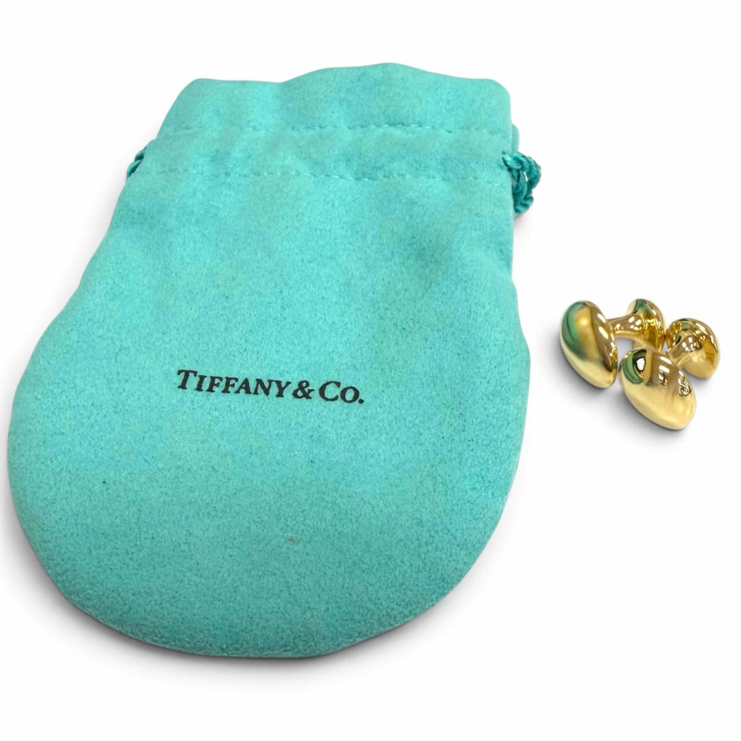 極美品□TIFFANY&amp;Co. ティファニー 750 エルサペレッティ カフスボタン カフリンクス イエローゴールド 重量12.87g メンズ ビジネス