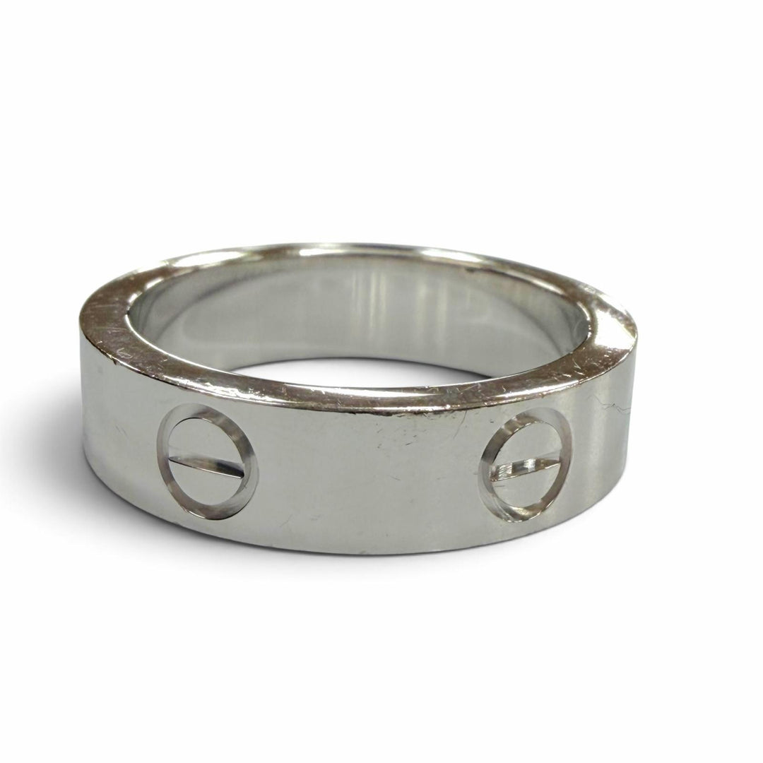 良品▼Cartier カルティエ OH2903 ラブ 750(WG) 1Pブラックサファイア リング 指輪 シルバー 58 JP18号相当 重量11.14g メンズ