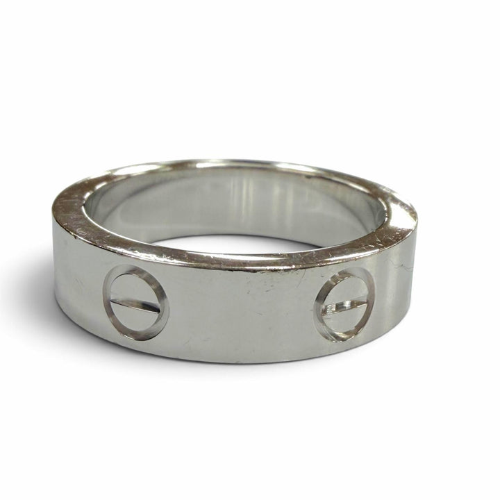良品▼Cartier カルティエ OH2903 ラブ 750(WG) 1Pブラックサファイア リング 指輪 シルバー 58 JP18号相当 重量11.14g メンズ