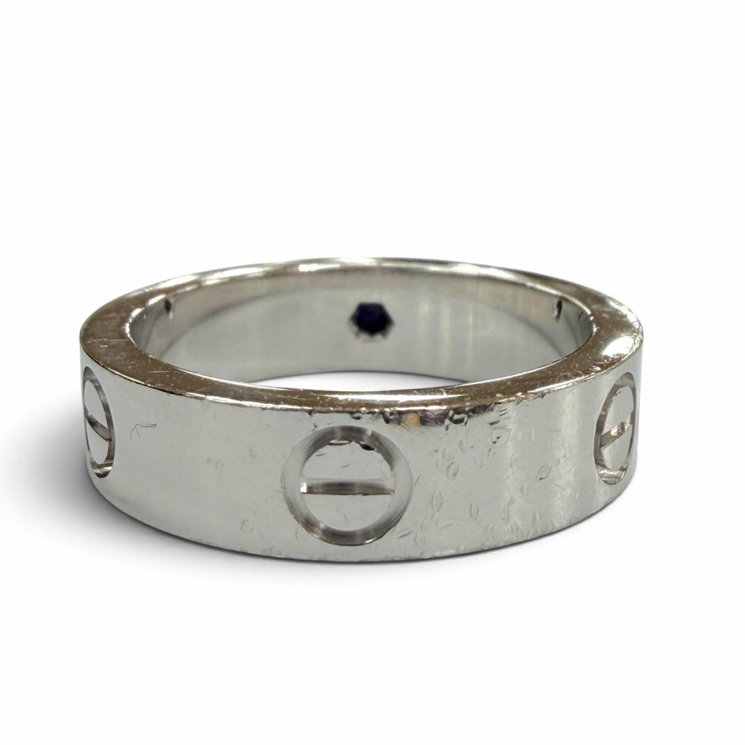 良品▼Cartier カルティエ OH2903 ラブ 750(WG) 1Pブラックサファイア リング 指輪 シルバー 58 JP18号相当 重量11.14g メンズ