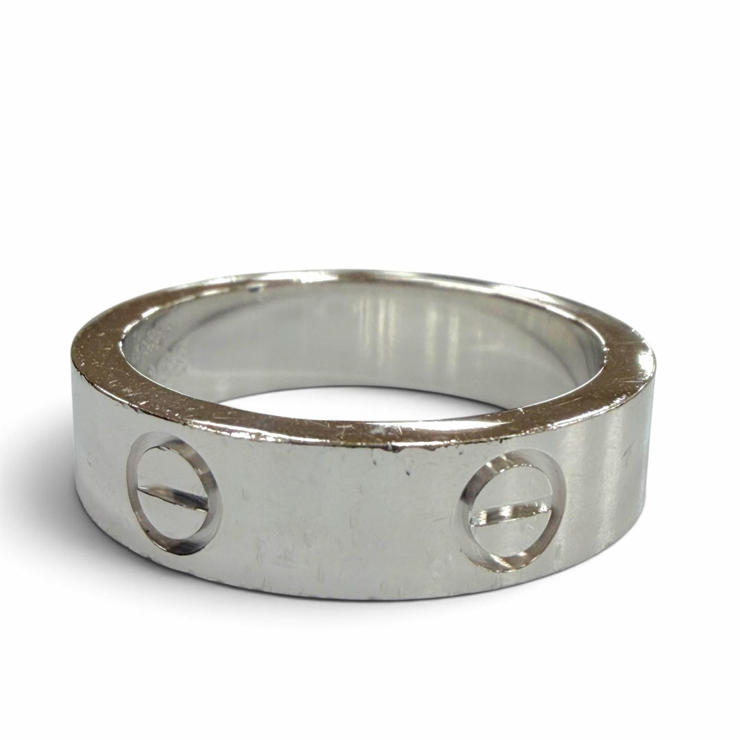 良品▼Cartier カルティエ OH2903 ラブ 750(WG) 1Pブラックサファイア リング 指輪 シルバー 58 JP18号相当 重量11.14g メンズ