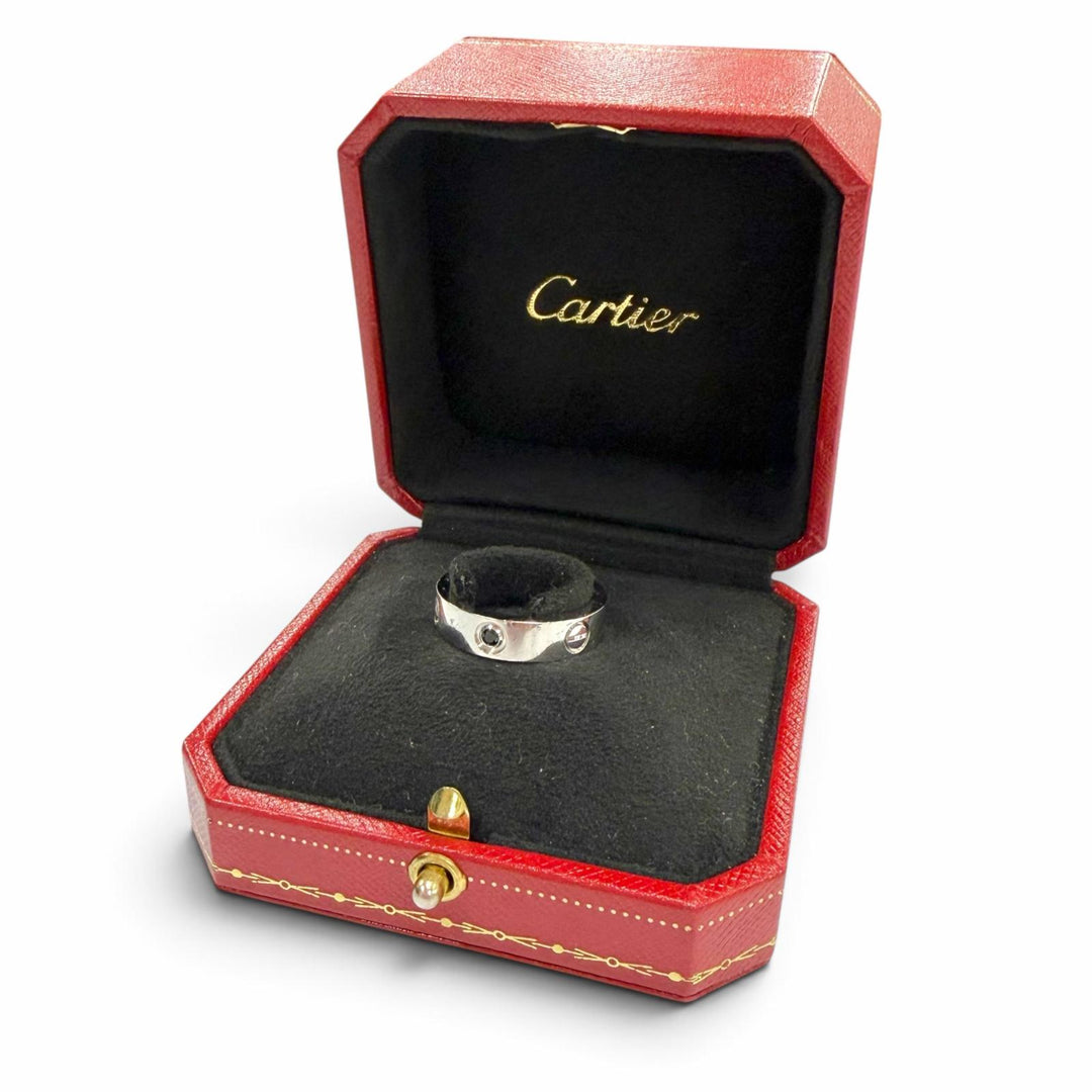良品▼Cartier カルティエ OH2903 ラブ 750(WG) 1Pブラックサファイア リング 指輪 シルバー 58 JP18号相当 重量11.14g メンズ