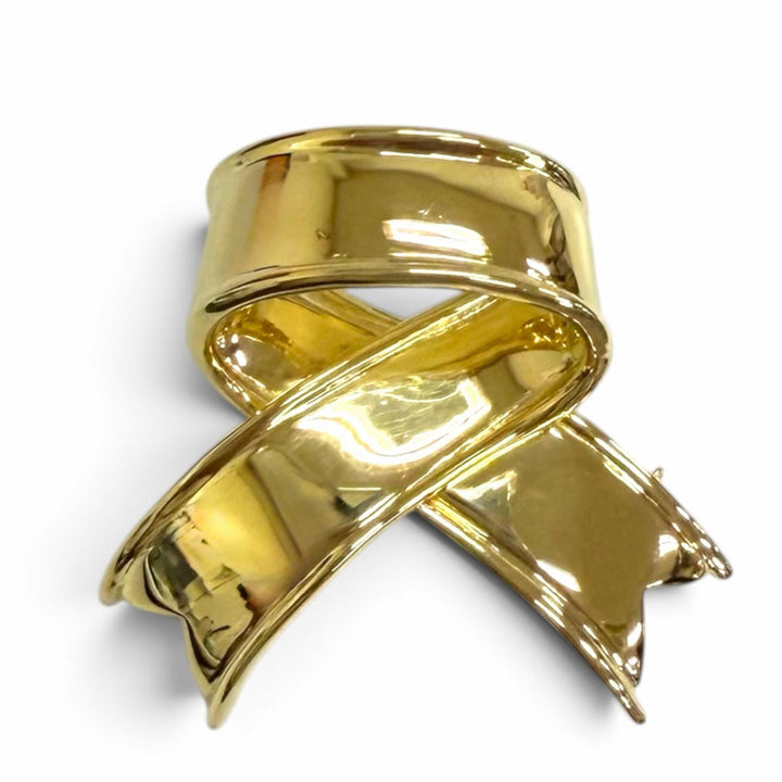 極美品□TIFFANY&amp;Co. ティファニー ヴィンテージ 18K リボン ブローチ バッジ アクセサリー イエローゴールド 重量11.5g レディース