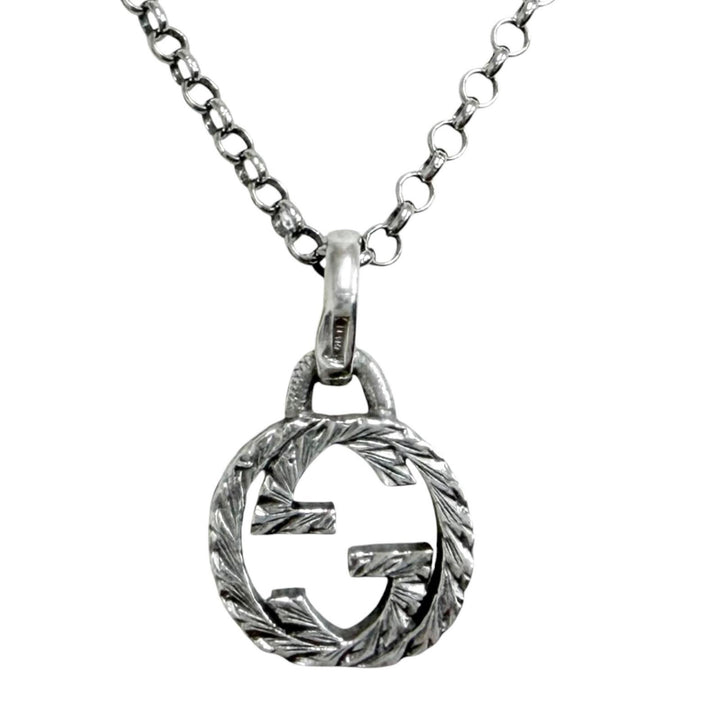 美品□GUCCI グッチ 455535 AG925 インターロッキングG アラベスク チェーンネックレス アクセサリー シルバー イタリア製 重量7.2g