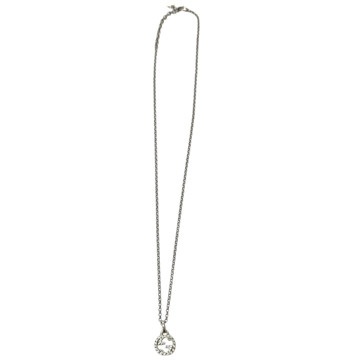 美品□GUCCI グッチ 455535 AG925 インターロッキングG アラベスク チェーンネックレス アクセサリー シルバー イタリア製 重量7.2g