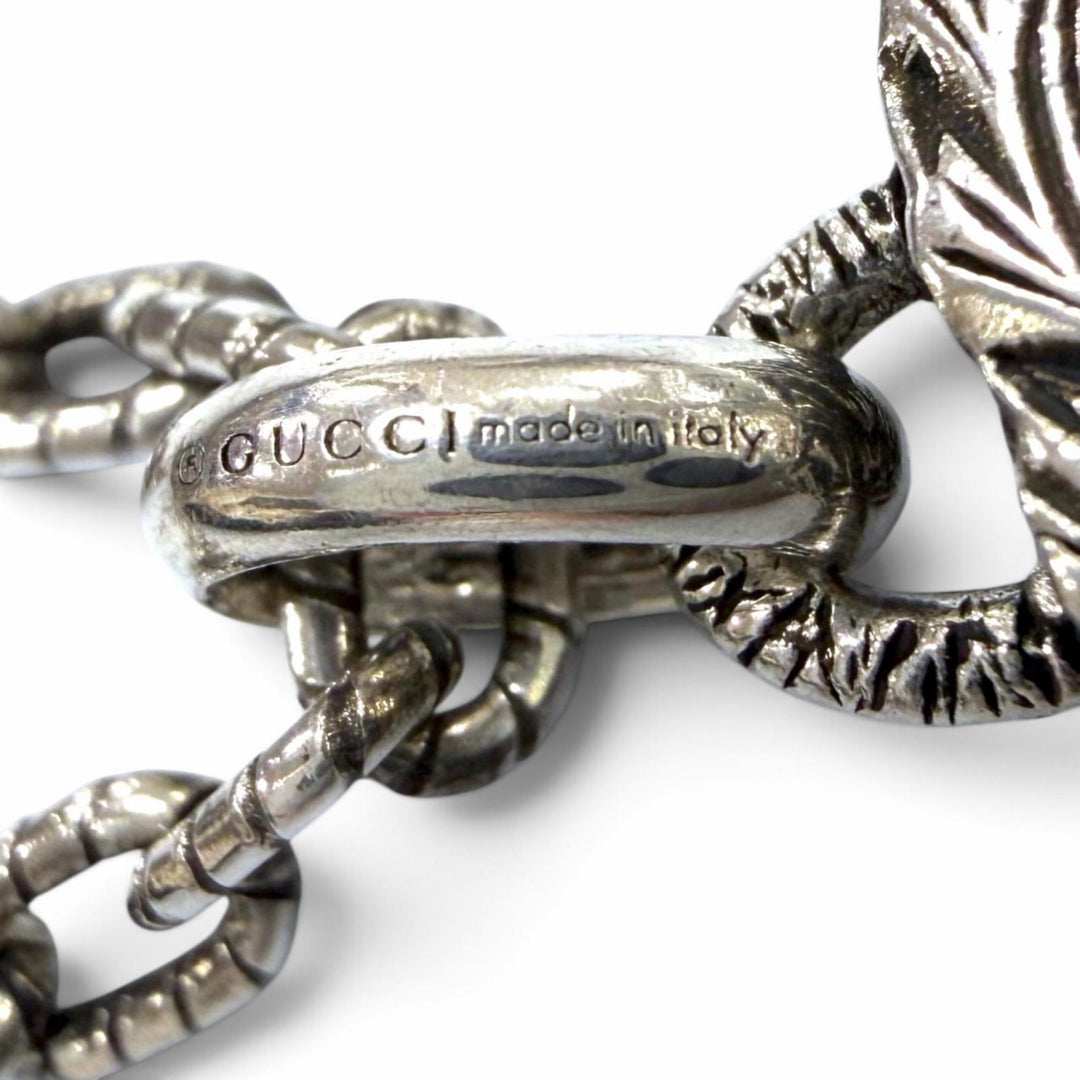 美品▼GUCCI グッチ 455307 インターロッキングG アラベスク AG925 チェーン ネックレス シルバー イタリア製 重量19g メンズ レディース