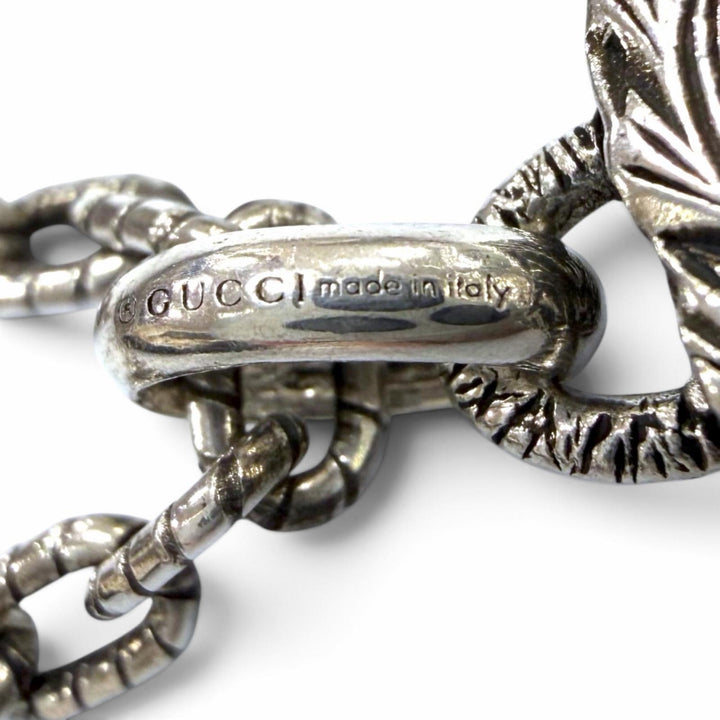 美品▼GUCCI グッチ 455307 インターロッキングG アラベスク AG925 チェーン ネックレス シルバー イタリア製 重量19g メンズ レディース