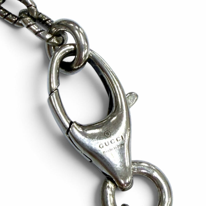 美品▼GUCCI グッチ 455307 インターロッキングG アラベスク AG925 チェーン ネックレス シルバー イタリア製 重量19g メンズ レディース