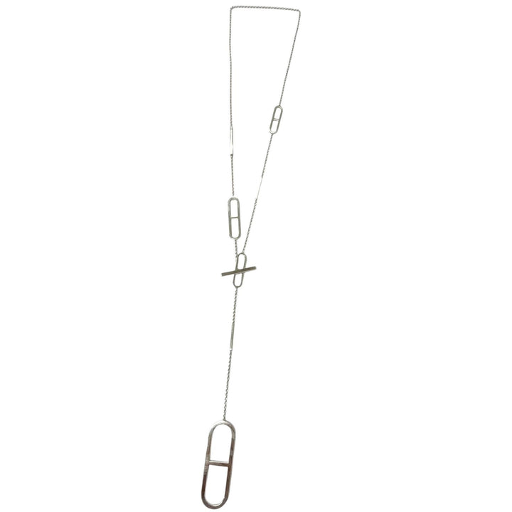 美品□HERMES エルメス エヴァー AG925 シェーヌダンクル ロング チェーンネックレス シルバー イタリア製 重量34.3g メンズ レディース