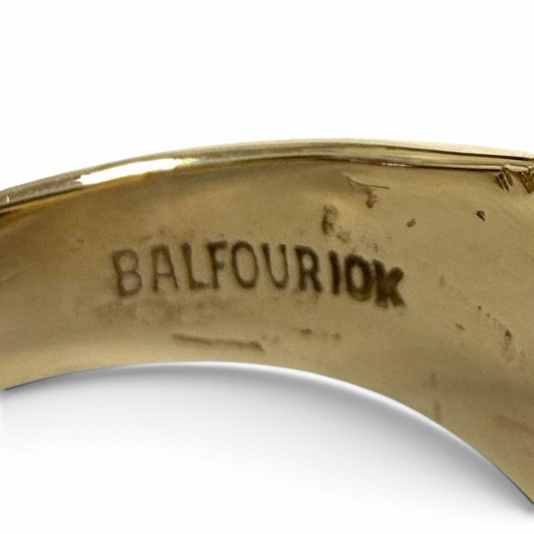 美品★BALFOUR バルフォア ヴィンテージ BOURNE HIGH SCHOOL 1963 K10 カラーストーン カレッジ リング JP17号相当 重量9.92g メンズ