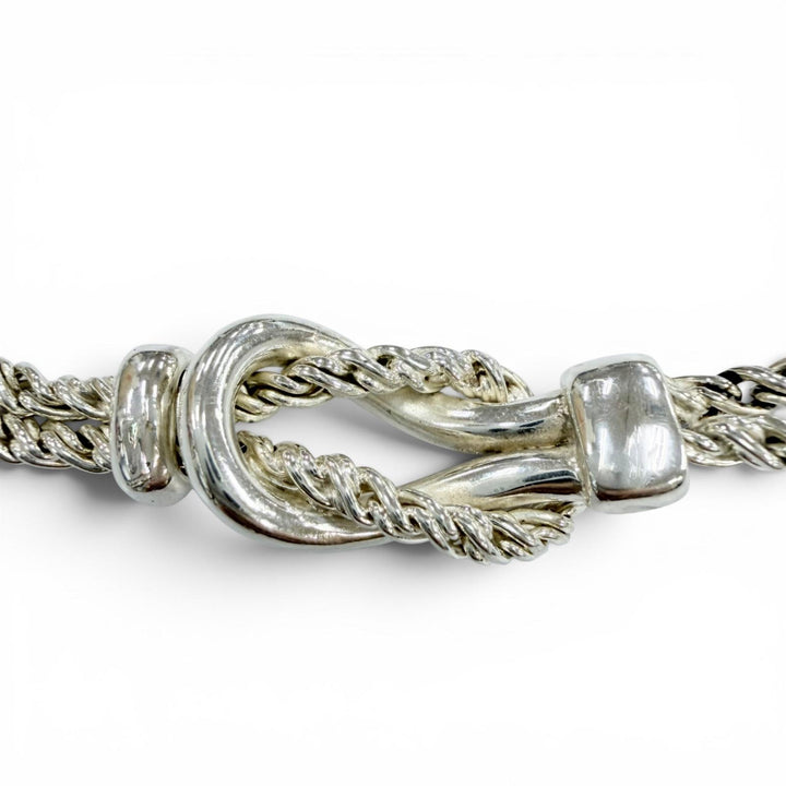 美品◇TIFFANY&amp;Co. ティファニー ヴィンテージ ダブルロープ 925 センターノット ネックレス シルバー イタリア製 重量32g レディース