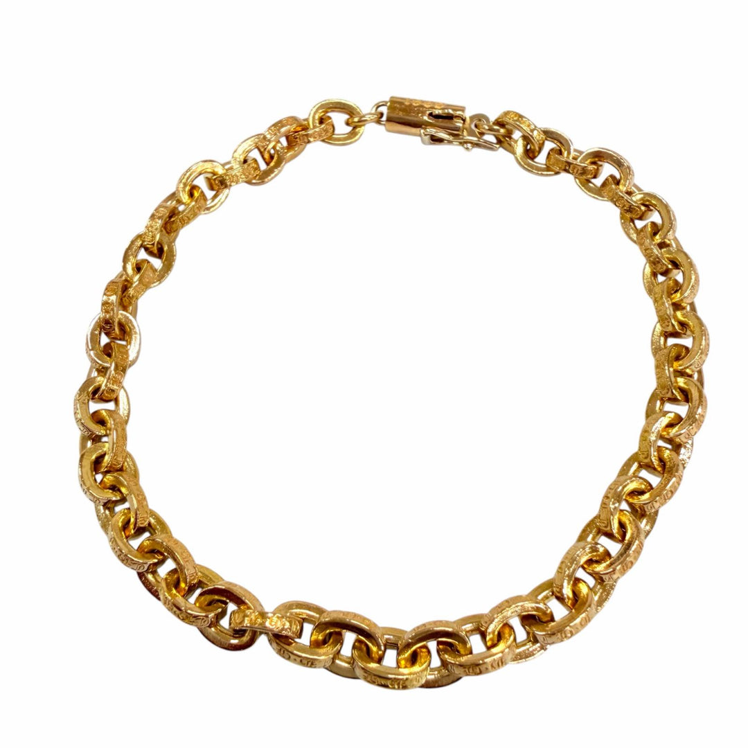 美品☆CHROME HEARTS クロムハーツ PAPER CHAIN ペーパーチェーン 22K 7インチ ブレスレット イエローゴールド 重量20.5g レディース