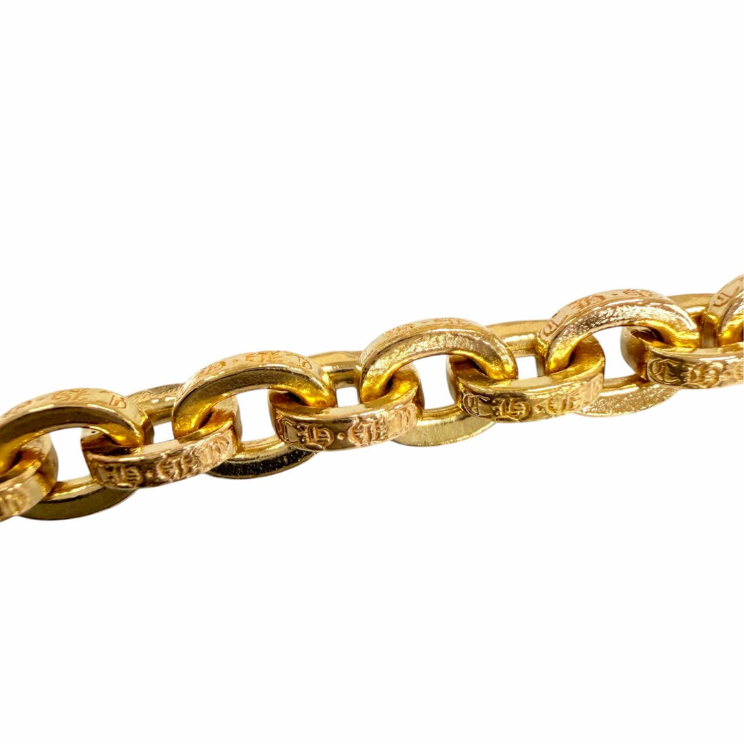 美品☆CHROME HEARTS クロムハーツ PAPER CHAIN ペーパーチェーン 22K 7インチ ブレスレット イエローゴールド 重量20.5g レディース