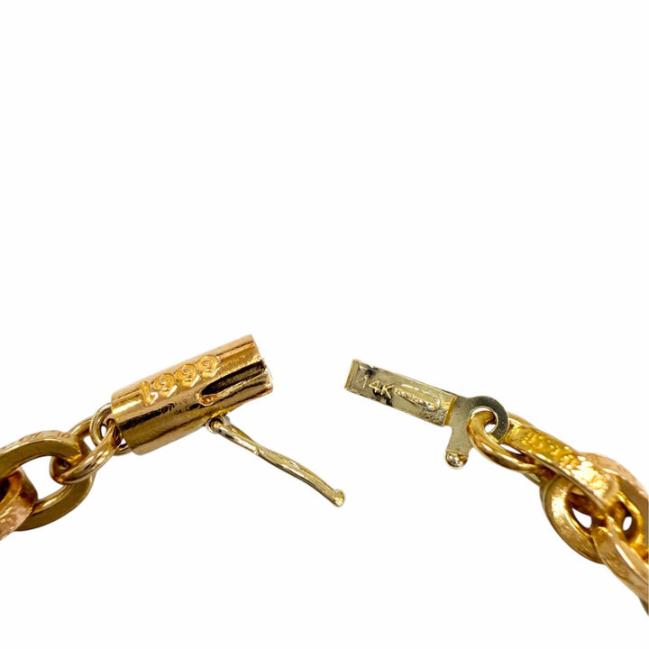 美品☆CHROME HEARTS クロムハーツ PAPER CHAIN ペーパーチェーン 22K 7インチ ブレスレット イエローゴールド 重量20.5g レディース