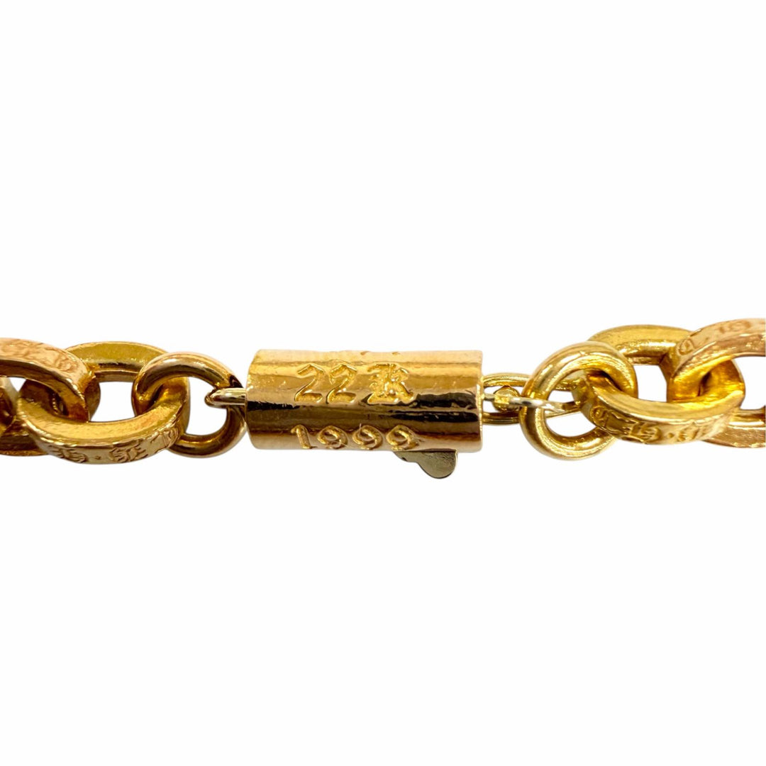 美品☆CHROME HEARTS クロムハーツ PAPER CHAIN ペーパーチェーン 22K 7インチ ブレスレット イエローゴールド 重量20.5g レディース