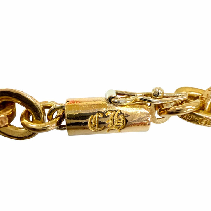 美品☆CHROME HEARTS クロムハーツ PAPER CHAIN ペーパーチェーン 22K 7インチ ブレスレット イエローゴールド 重量20.5g レディース
