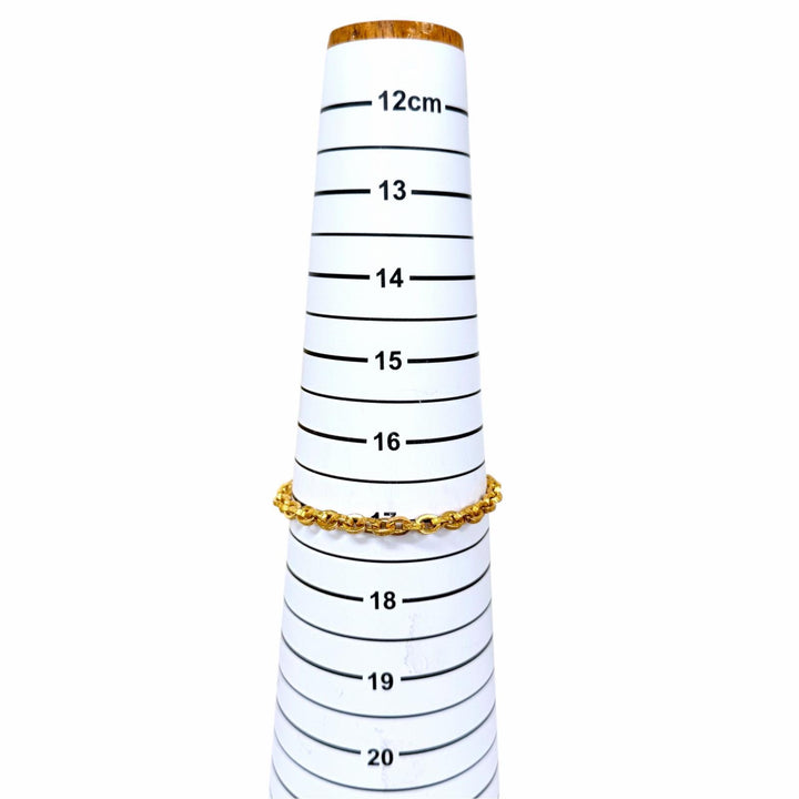 美品☆CHROME HEARTS クロムハーツ PAPER CHAIN ペーパーチェーン 22K 7インチ ブレスレット イエローゴールド 重量20.5g レディース