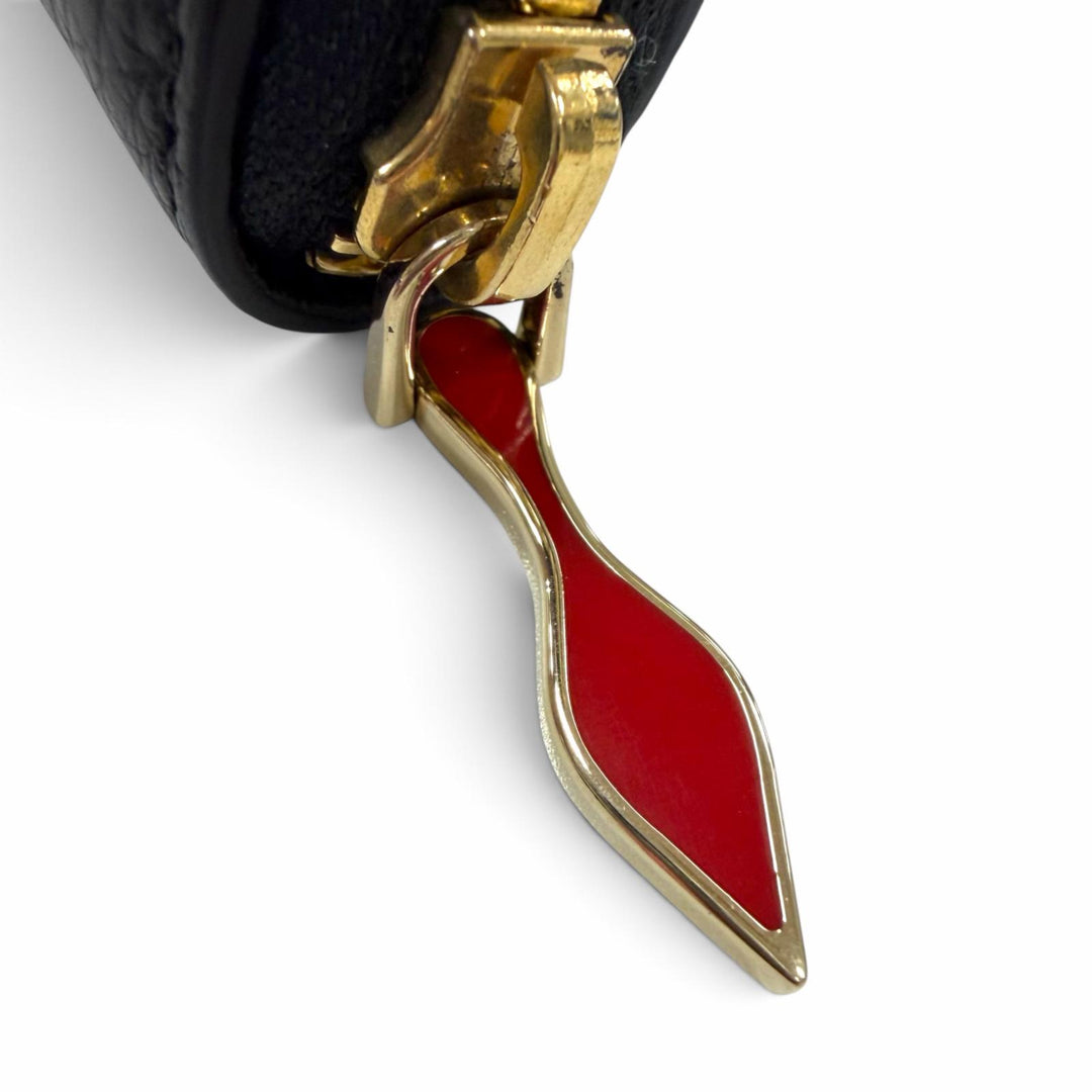 極美品▼Christian Louboutin クリスチャンルブタン パネトーネ スタッズ レザー コンパクトウォレット ラウンドファスナー コインケース