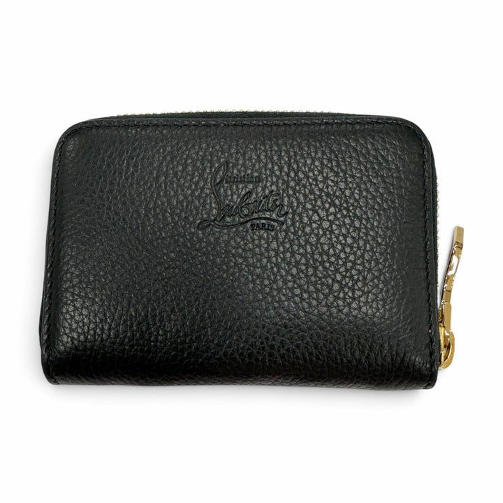 極美品▼Christian Louboutin クリスチャンルブタン パネトーネ スタッズ レザー コンパクトウォレット ラウンドファスナー コインケース