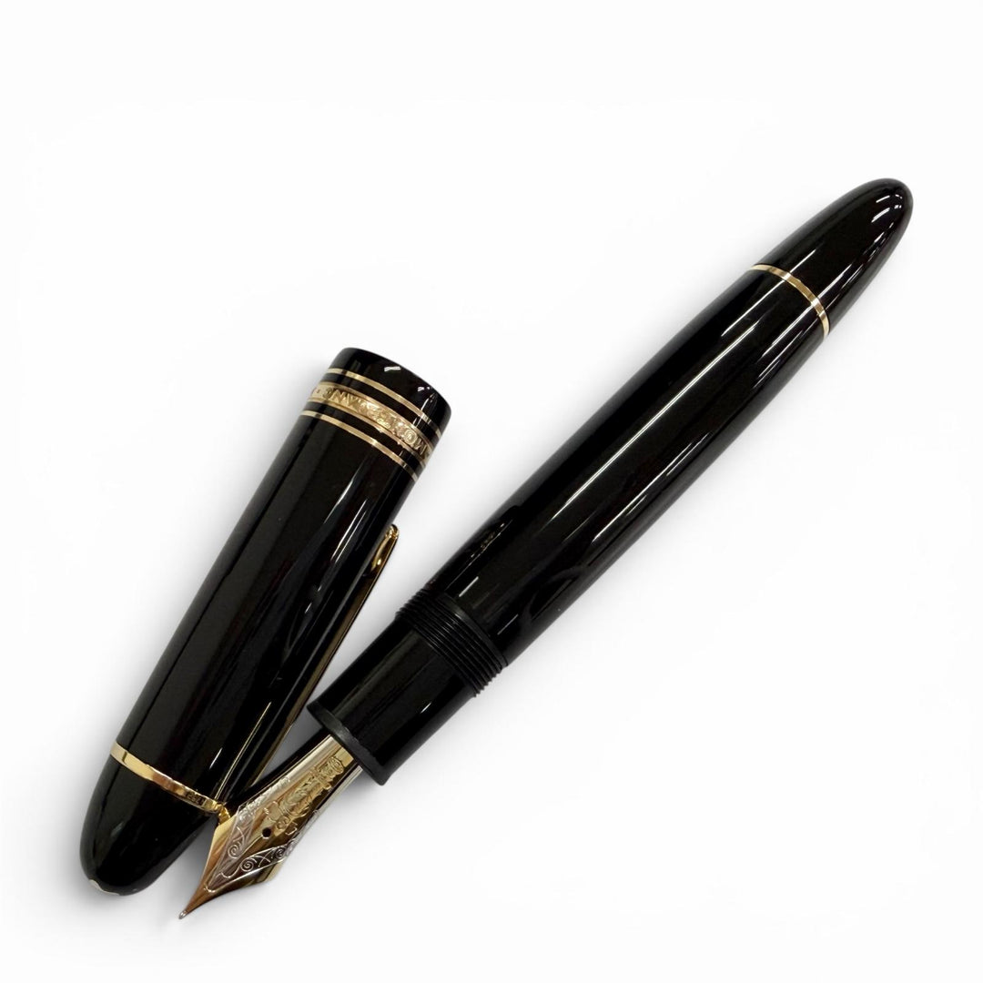 極美品△MONTBLANC モンブラン マイスターシュテュック 149 ペン先18K Fニブ ホワイトスター 万年筆 ブラック ゴールド ドイツ製 メンズ