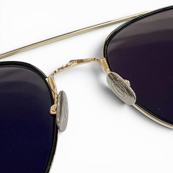 極美品△Cartier カルティエ CT0251S C ドゥ カルティエ ツーブリッジ サングラス ゴールド レンズ：ブラック 55□21 145 デモレンズ