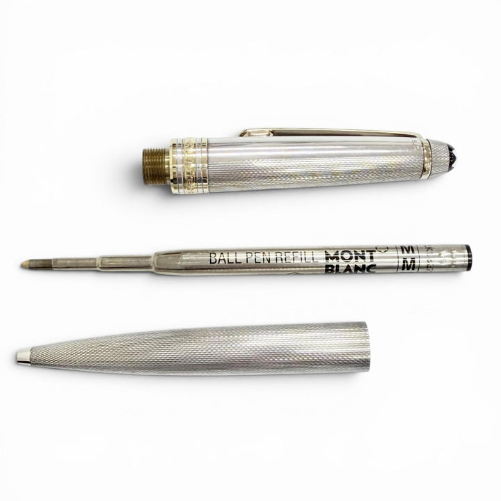 美品△MONTBLANC モンブラン マイスターシュテュック ソリテール バーレイ 925 ツイスト式 ボールペン シルバー 総重量32.63g 筆記確認済
