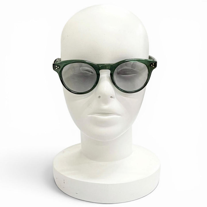美品△EYEVAN アイヴァン Luminous 50 ルミナス サングラス クリアグリーン レンズ：グレー 52□22-145 デモレンズ 日本製 メンズ 袋付き