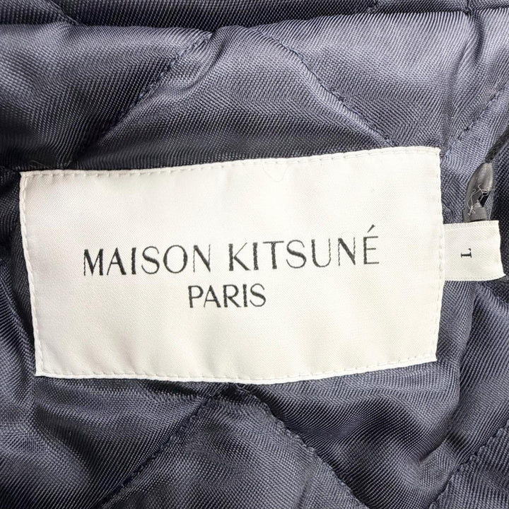 未使用品△MAISON KITSUNE メゾンキツネ HU02280WE0003 ロゴ刺繍 フーデッド 中綿入 モッズコート マウンテンパーカー ダークグリーン L