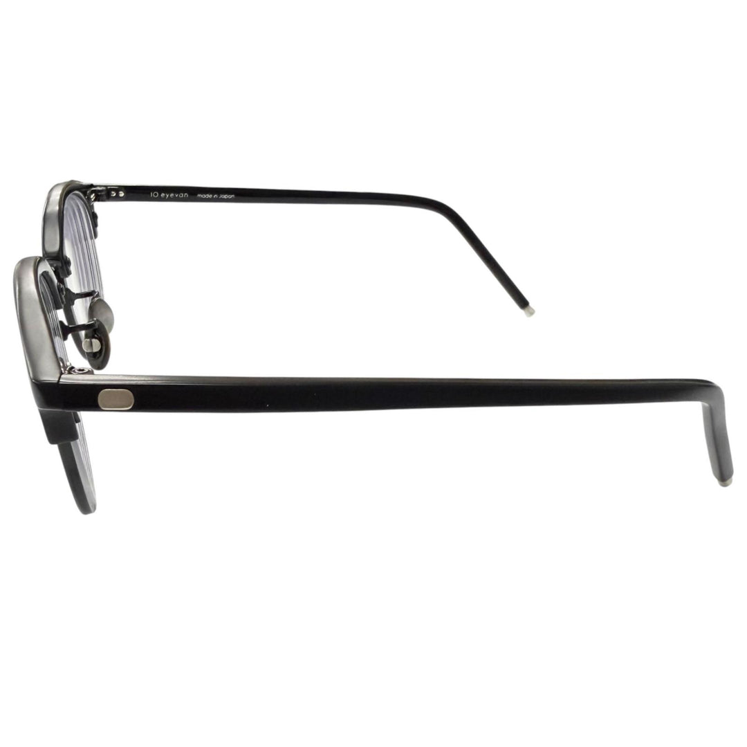 美品□EYEVAN アイヴァン no.1 IV SV925 サーモントブロー メガネ 眼鏡 アイウェア ブラック シルバー 47□22-147 度入り 日本製 重量24g