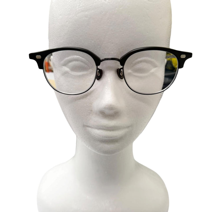 美品□EYEVAN アイヴァン no.1 IV SV925 サーモントブロー メガネ 眼鏡 アイウェア ブラック シルバー 47□22-147 度入り 日本製 重量24g