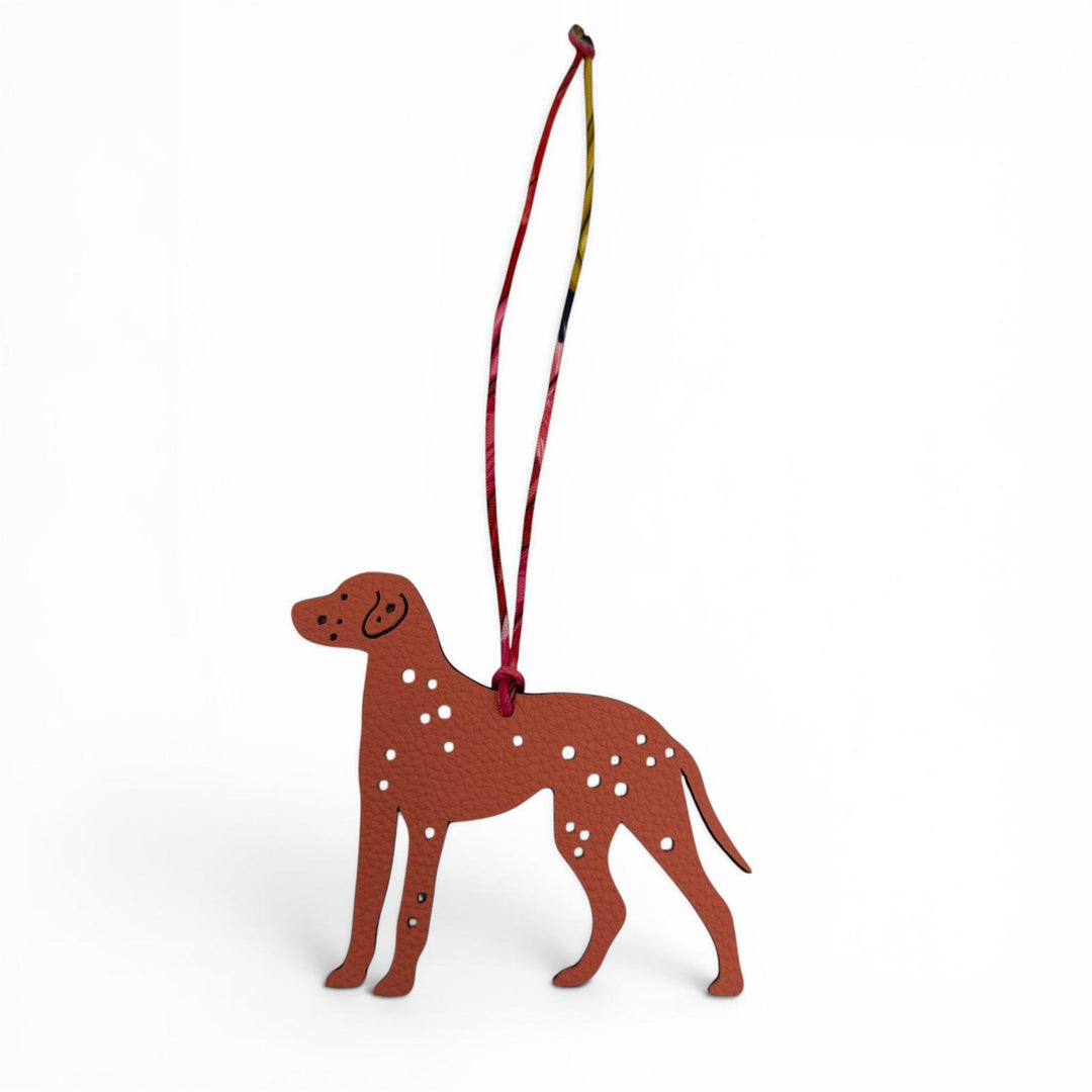 極美品☆HERMES エルメス プティアッシュ レザー ローズエテ/エトゥープ ドッグ ダルメシアン バッグチャーム フランス製 レディース